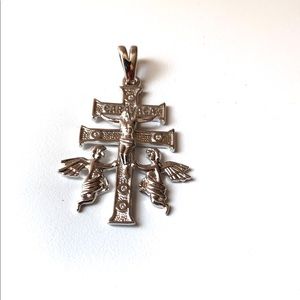 925 stamped solid Korean Sterling silver caravaca cross pendant